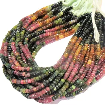 12 inch A grade Tourmaline faceted rondelle 5mm gemstone bead strands