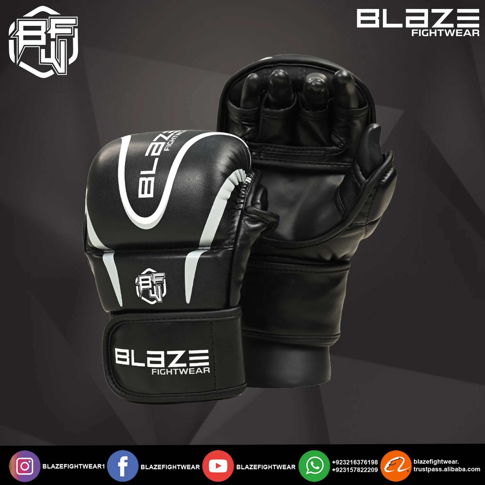 OEM оптовая продажа тренировочные перчатки для спарринга перфорации 7 унций открытая ладонь половина пальца Смешанные боевые искусства Муай Тай виды