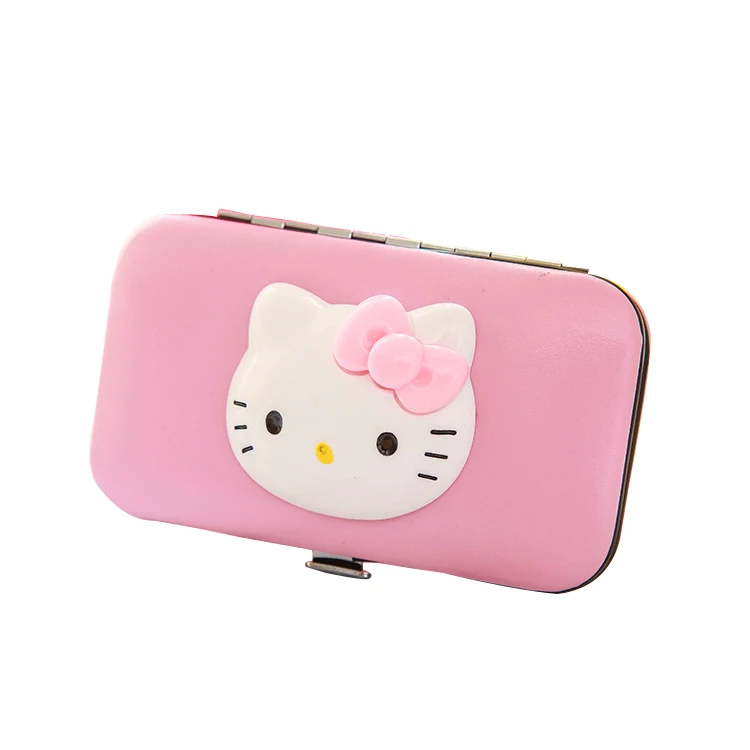 Детский маникюрный набор из нержавеющей стали Маникюр & Педикюр Набор для ухода 7 в 1 ежедневный уход за ногтями инструменты с изображением котенка чехол