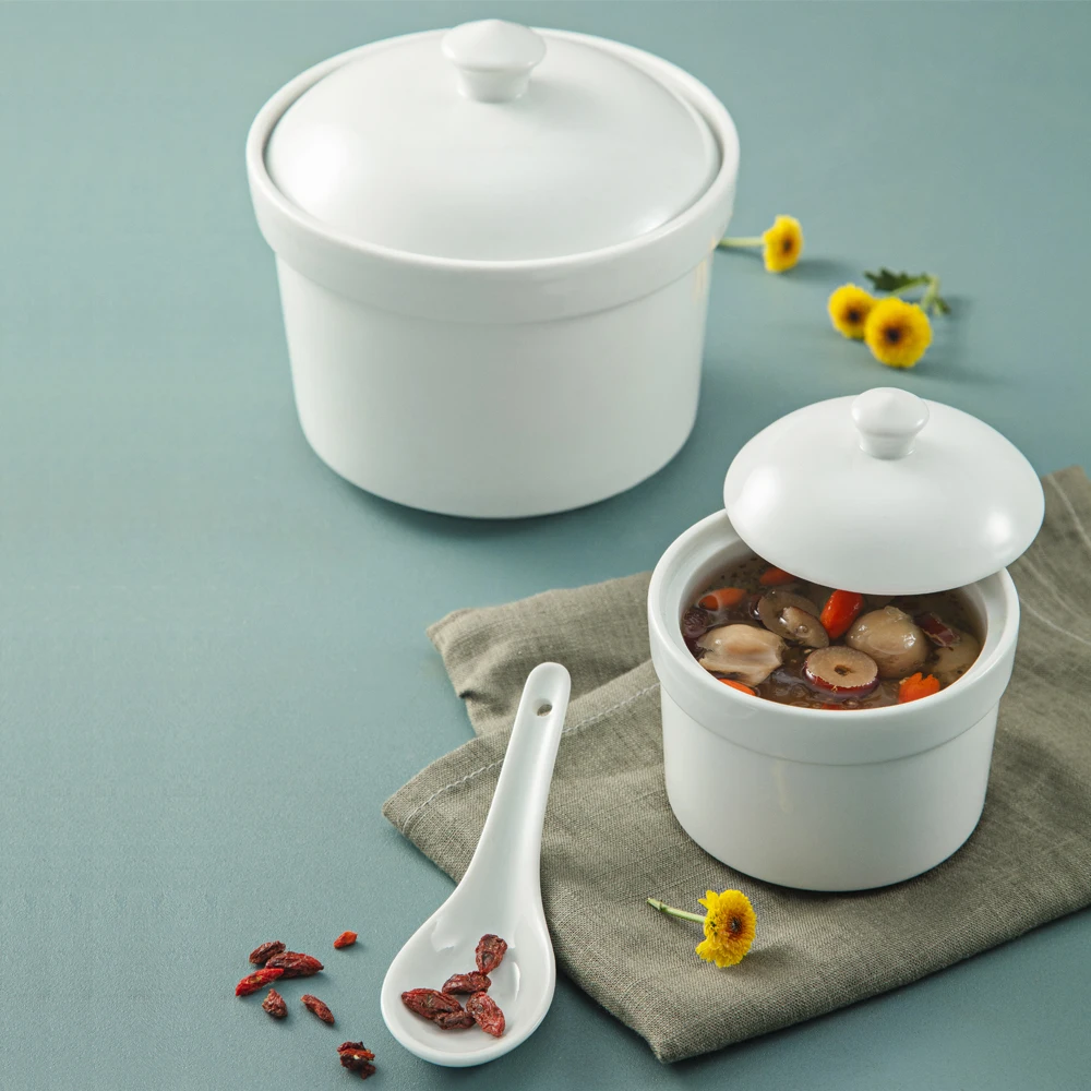 Oem Soup Bowl With White Porcelain Lid High Quality Steam Stew Bowl