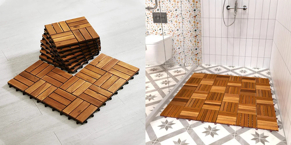 Garden Outdoor Solid Wood Interlocking Decking Tiles Or Wood Flooring