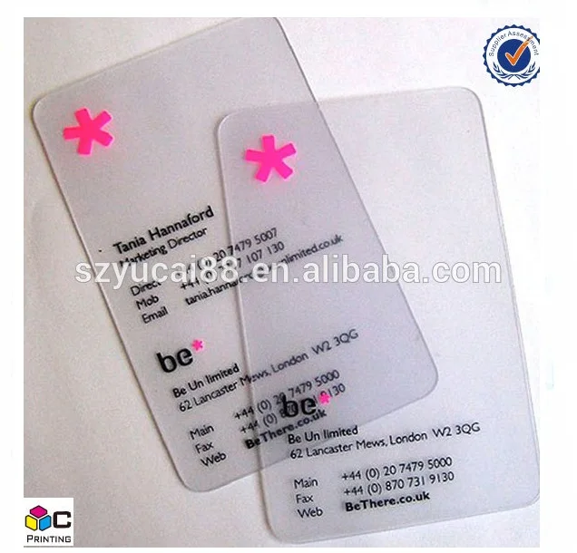 Hot Sale Printing Transparent Plastic PVC custom logo business cards