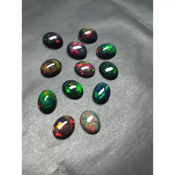 7*9 mm oval High Grade Quality ethiopian black opal cabochon loose Gemstone