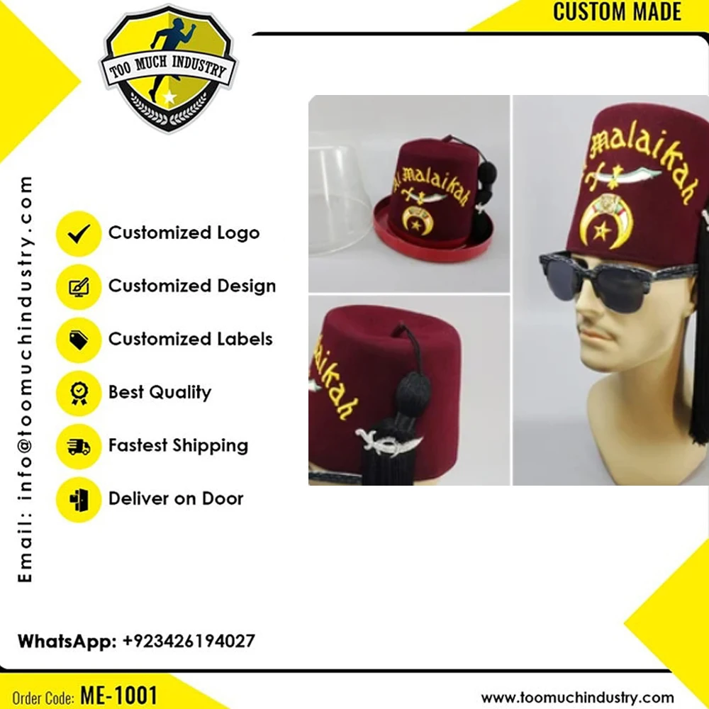 Shriners Freemason Masonic Felt Hat Fez W/tassel Size 7 1/4 Mason