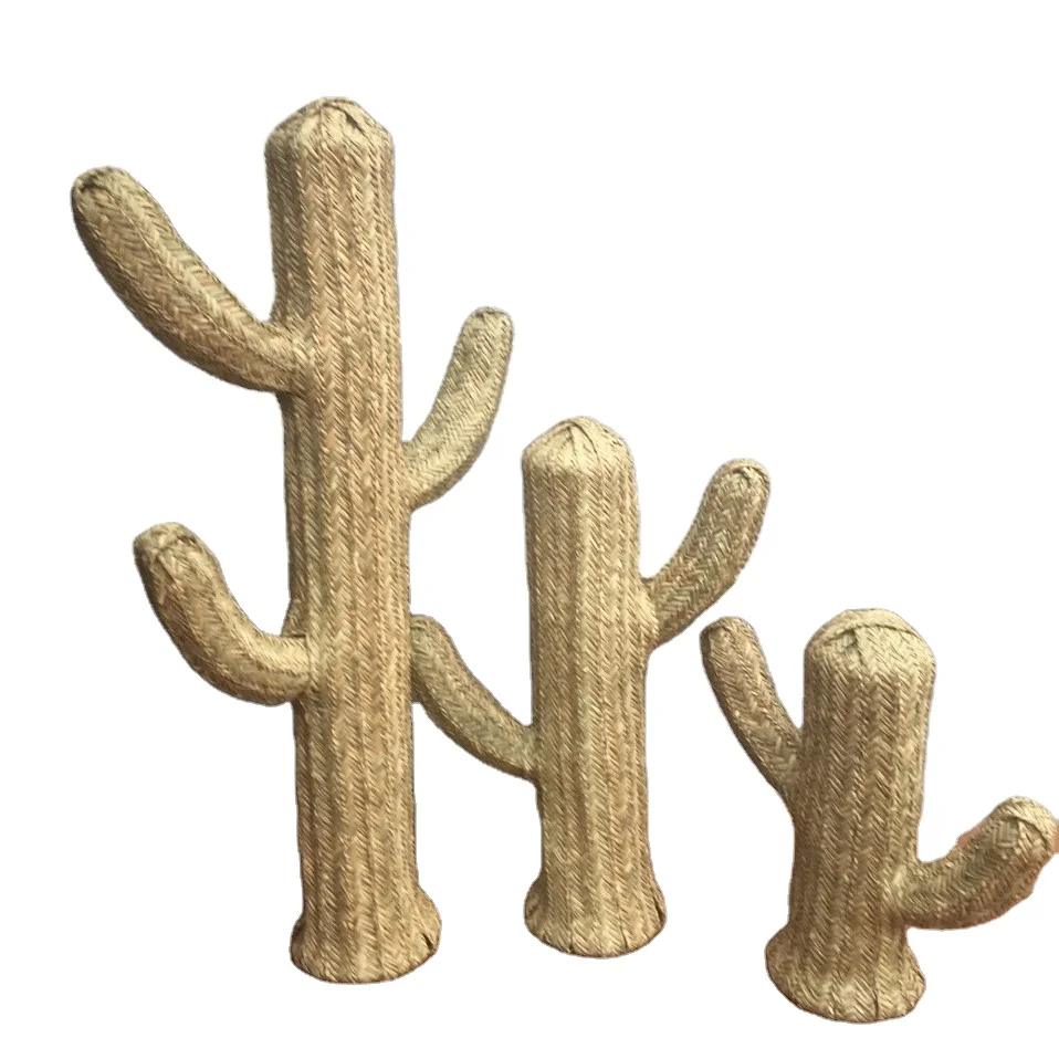 Moroccan Decorative Straw Cactus, Handmade straw cactus rattan, Cactus  doum