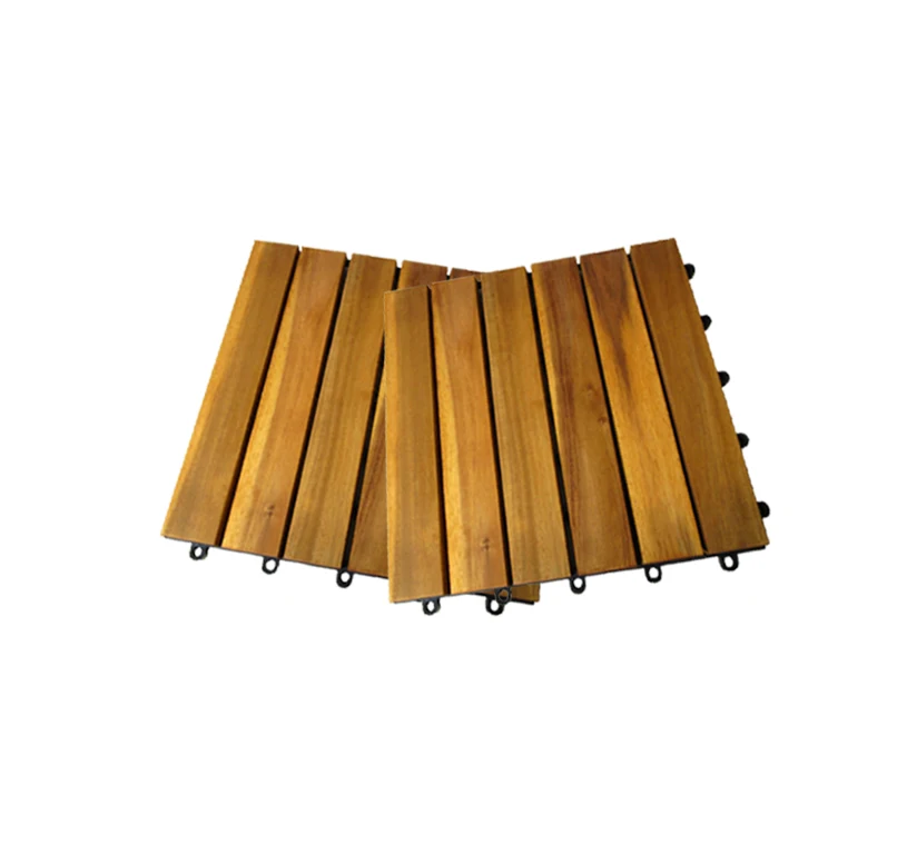 Interlocking Wood Deck Tile (6 Slats) Hasslefree Assembly And