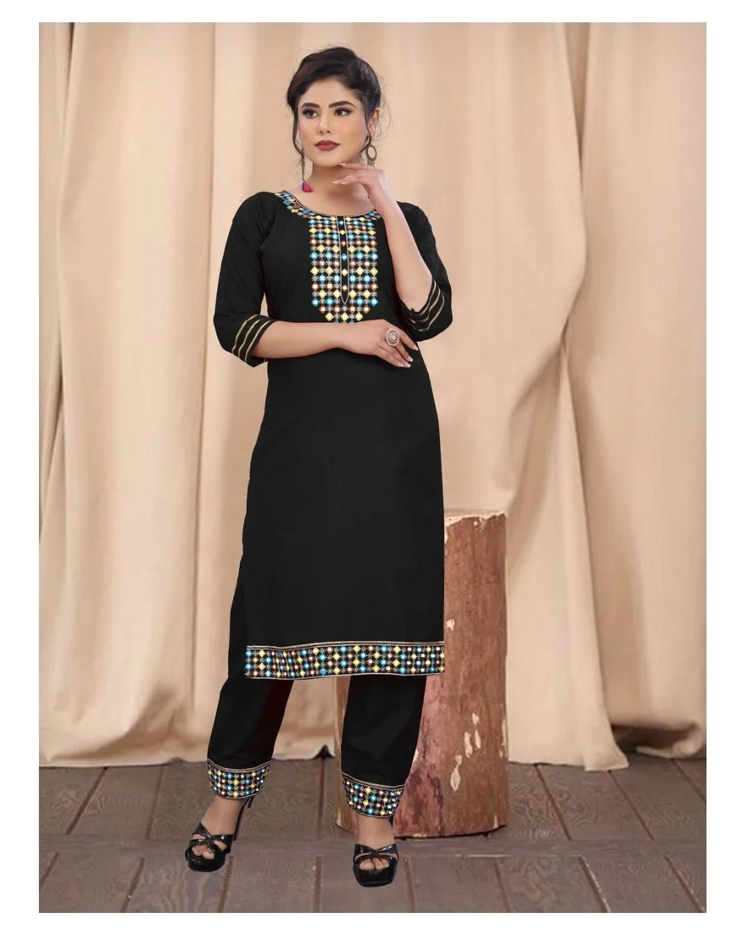 Buy Black Kurtis  Tunics for Women by Sitaram Designer Online  Ajiocom