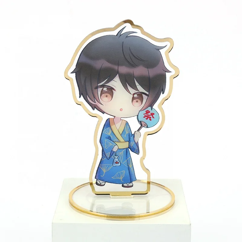 Vograce Clear Keychain Custom Acrylic  Stand Animation Stand Gold Edge Standee