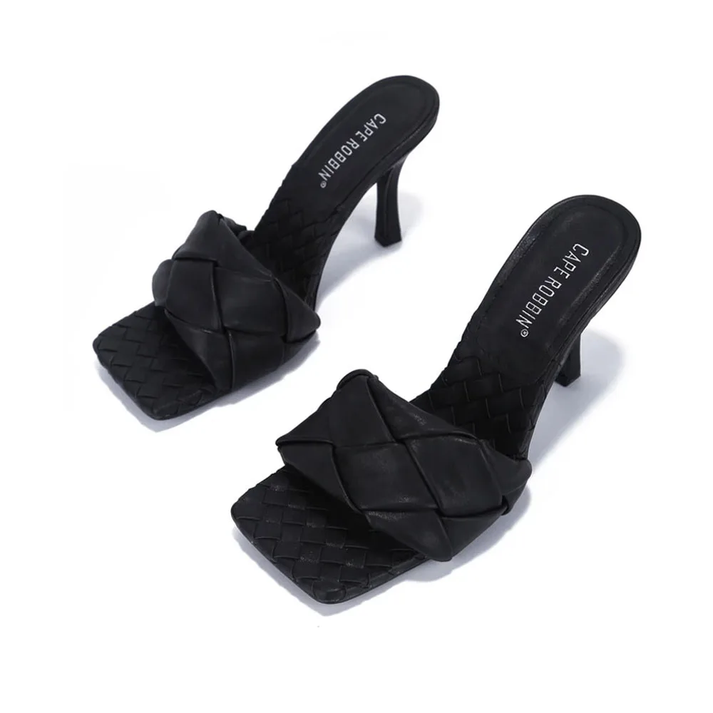 Black Wave It Like Never Before Slip On Tacchi Intrecciati Tacco A Spillo  Basso Sandali Con Tacco Da Donna Per Donna E Donna - Buy Sandali Moda Donna  Tacco Donna Tacco Donna,Sandali