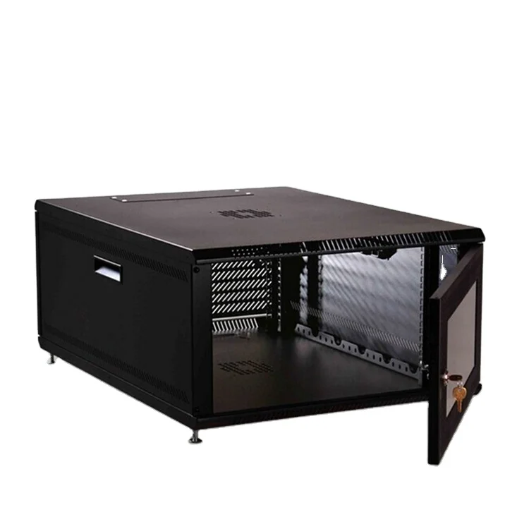 6U Black Senior Wall Mount Double Section Hinged Swing Out Server Network Rack Cabinet Compatible with Nearly All 19 Rack mountable Equipment 