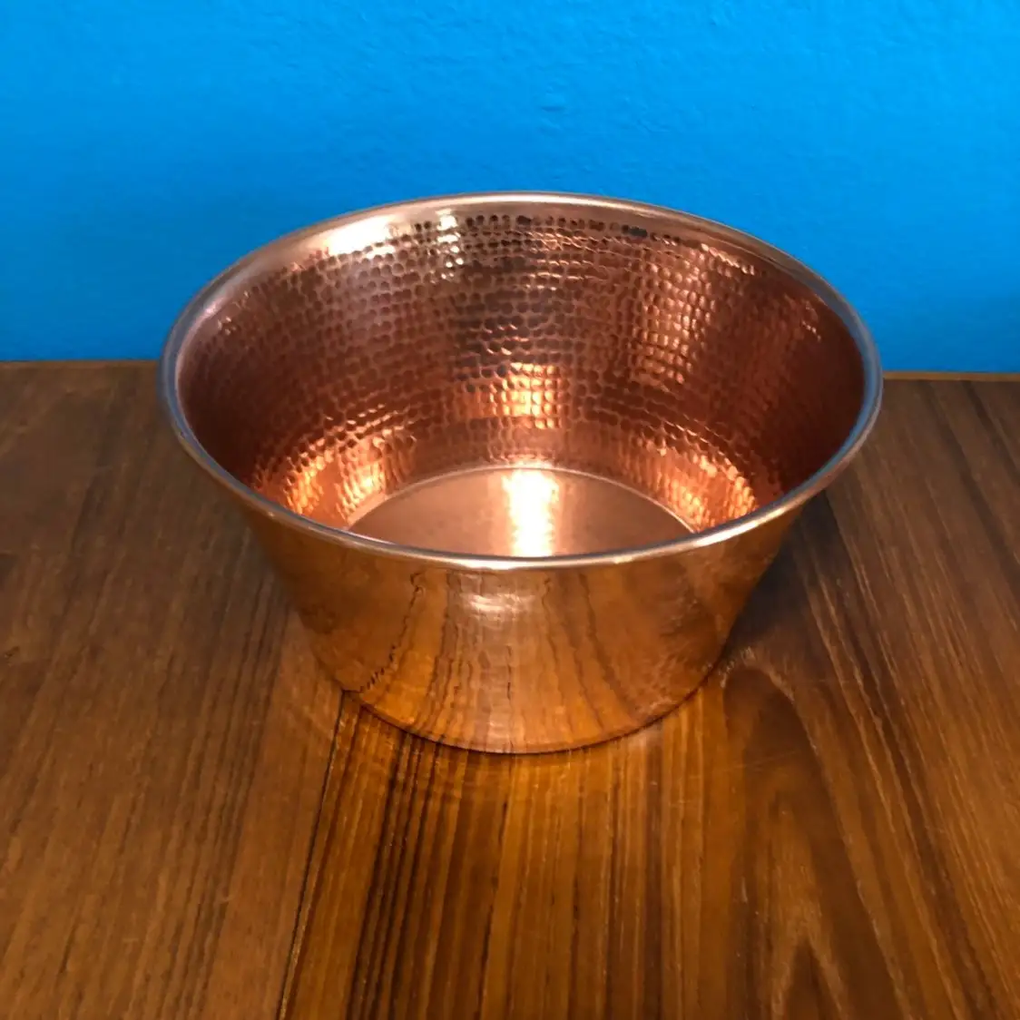 solid copper dog bowl