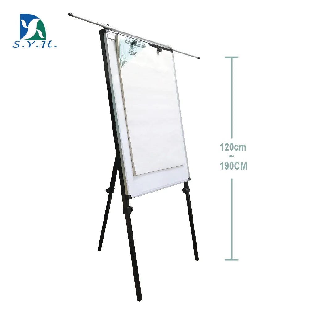 
 Fold black aluminum square tripod stand whiteboard flip chart  
