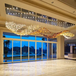 ECOJAS Professional Customized Hotel Big Gold Crystal Glass Hotel Chandelier Banquet Chandelier