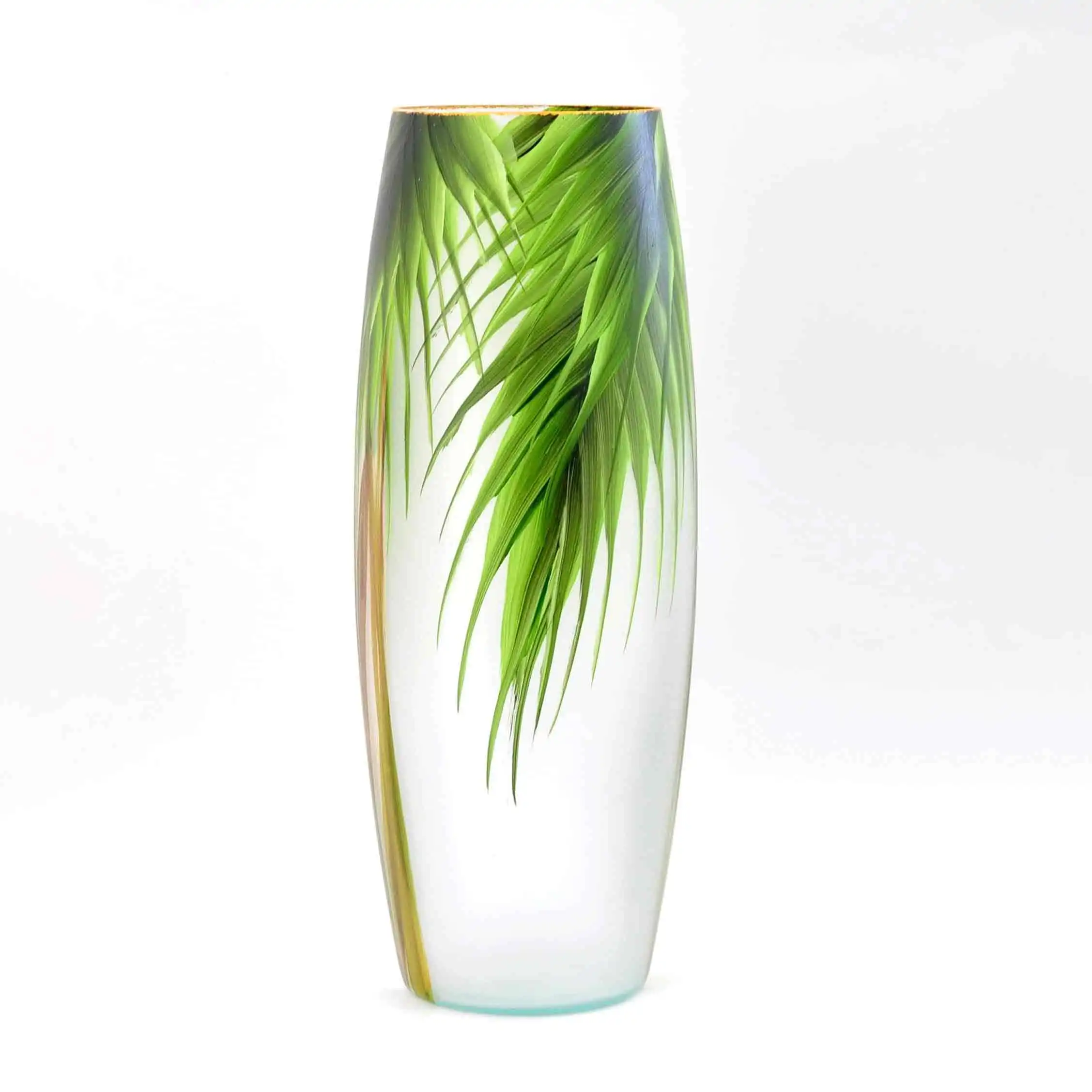 Handmade Painted Art Decorated Glass Vase For Home Design Tropical Leaves Buy Glass Ikebana Vases Vases Decorated Acrylic Floor Vases For Home Decoration Product On Alibaba Com