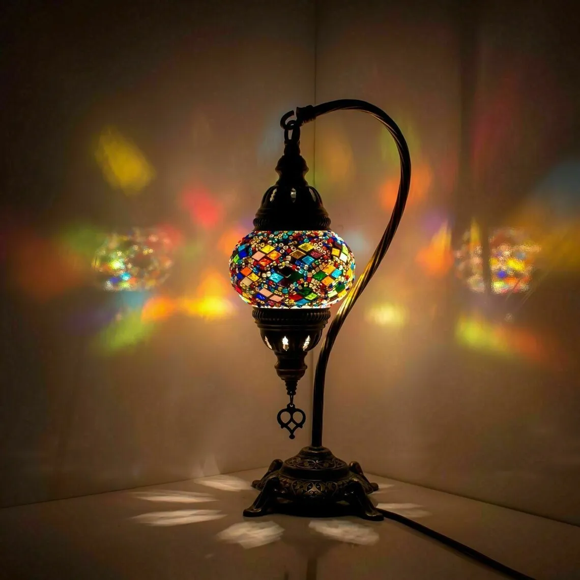 Turkish Moroccan Style Mosaic Multicolour Lamp Desk Table Lamp light Small Globe 