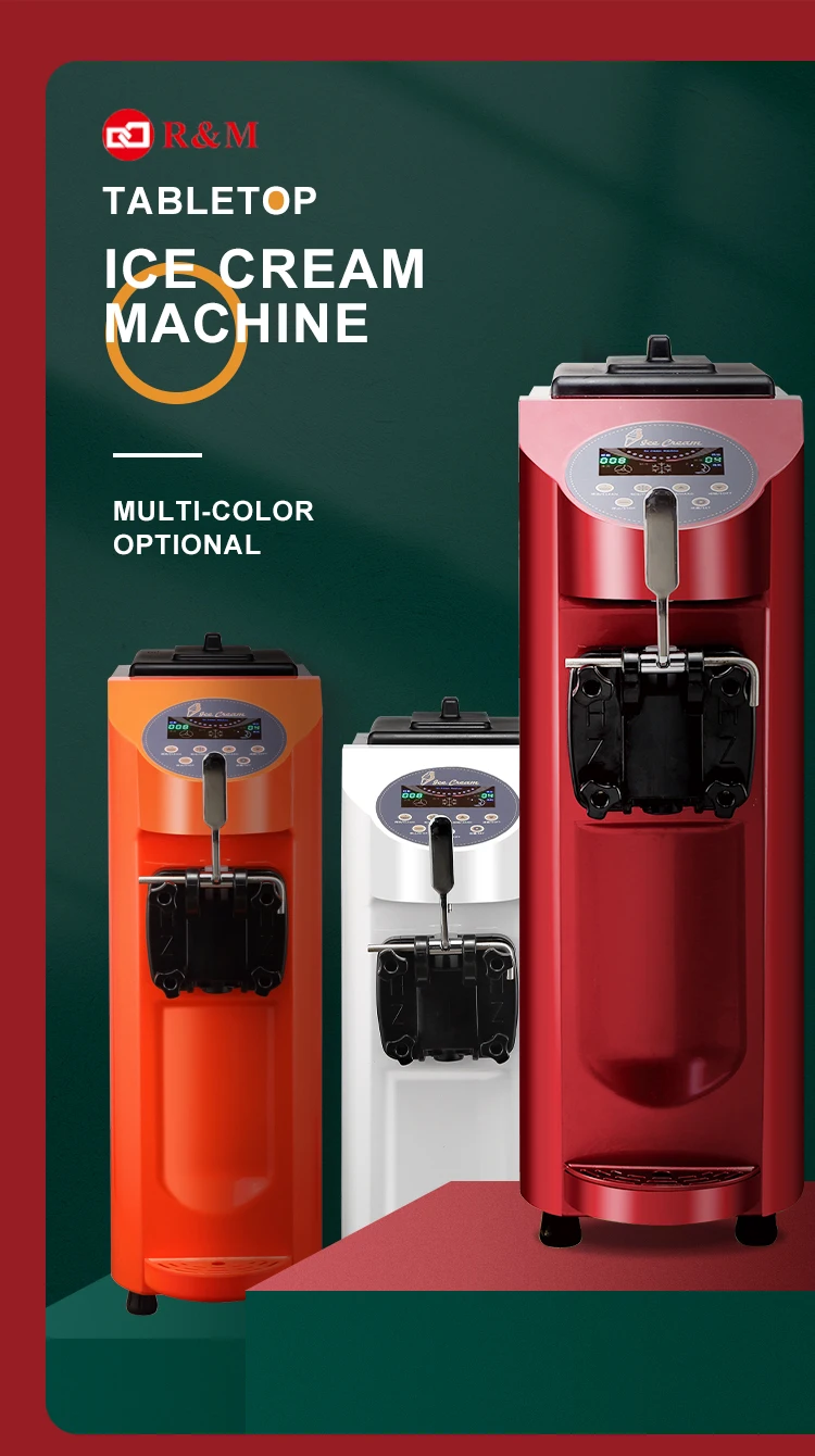 Mini Small Soft Ice Cream Maker Machine Price of Counter Top Softy Machine Parts Counter Top Cylinder Battery Operated Spares