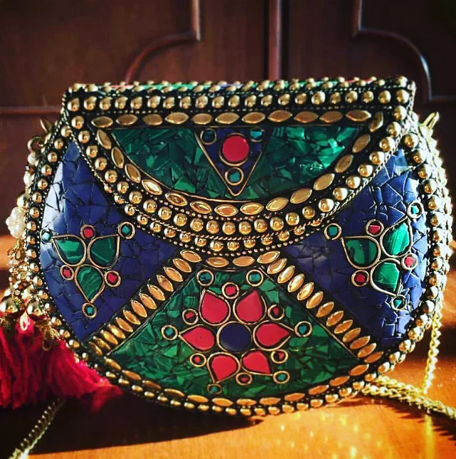 Best Selling Premium Items Brass And Resin Evening Clutch Bag For Women And Girls At Affordable