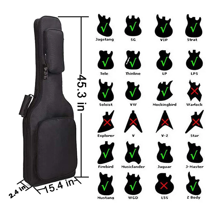 
 Модный чехол для гитары, сумка для электрогитары, 0,3 дюйма, мягкий чехол с подкладкой, водонепроницаемая сумка для гитары  