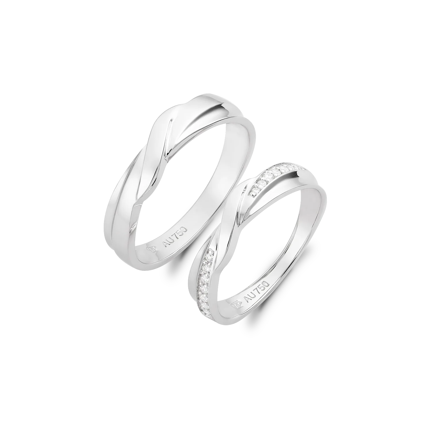 Pure Gold Wedding Rings Ring 18k Solid Gold Cubic Zirconia Stones