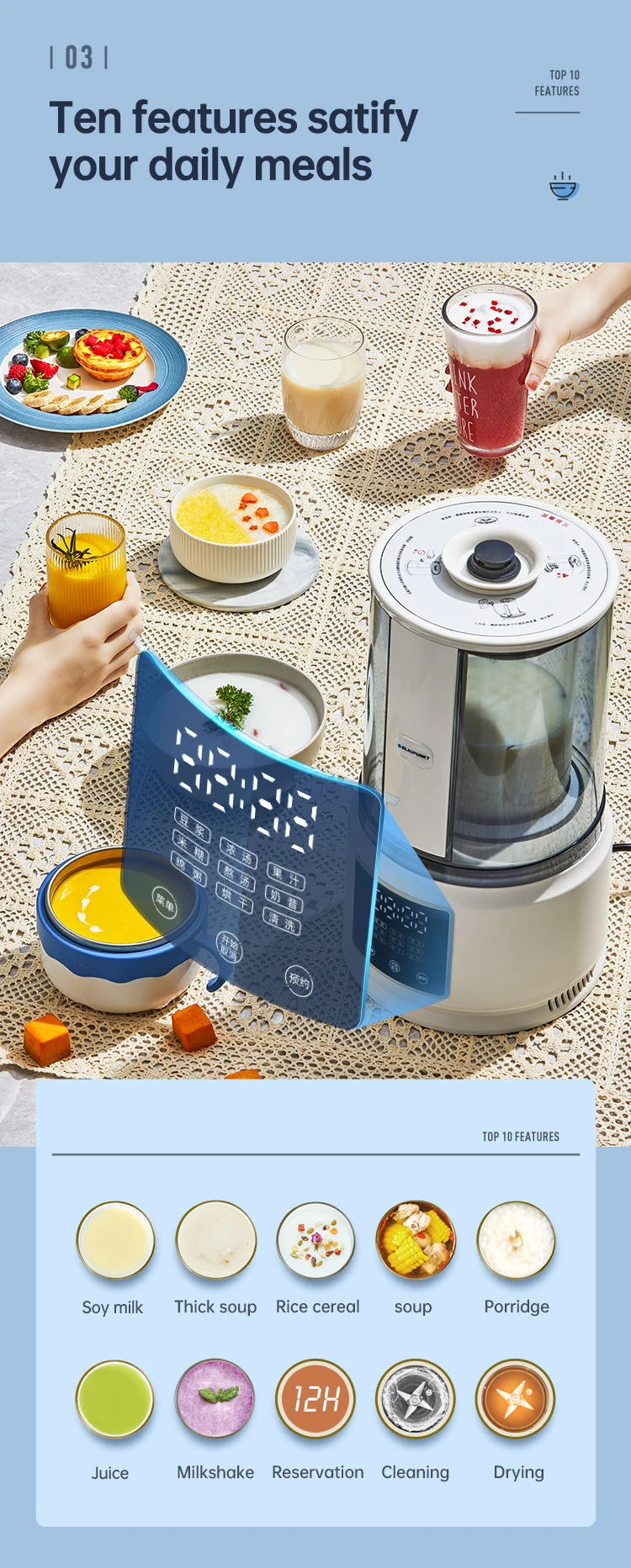 Multifunctional Quick Food Processor High Speed Blender Mixer Smart