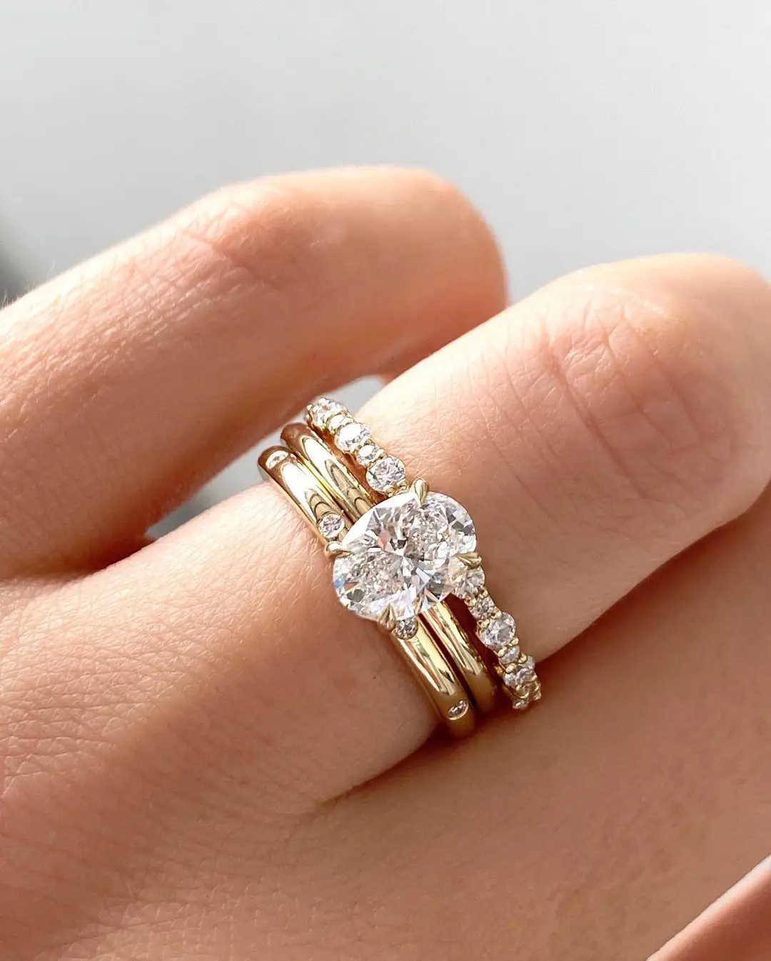 Cheap Simple G14k Yellow Gold AU585 Stackable Ring Sets Wedding 6x12MM 2CT Marquise Shape Moissanite Rings for Women