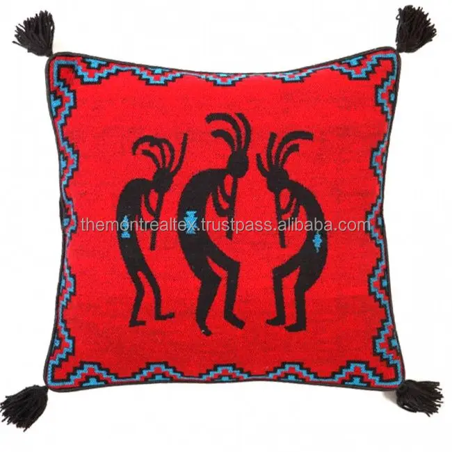 red knitted cushion