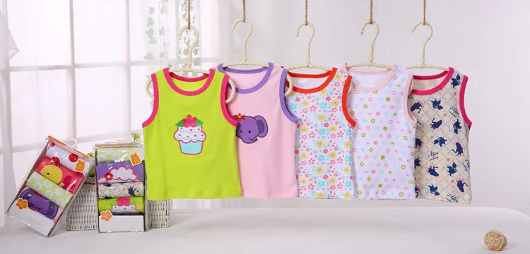 
 Летние футболки без рукавов с круглым вырезом для новорожденных, 100% хлопок, 5 шт./упаковка  