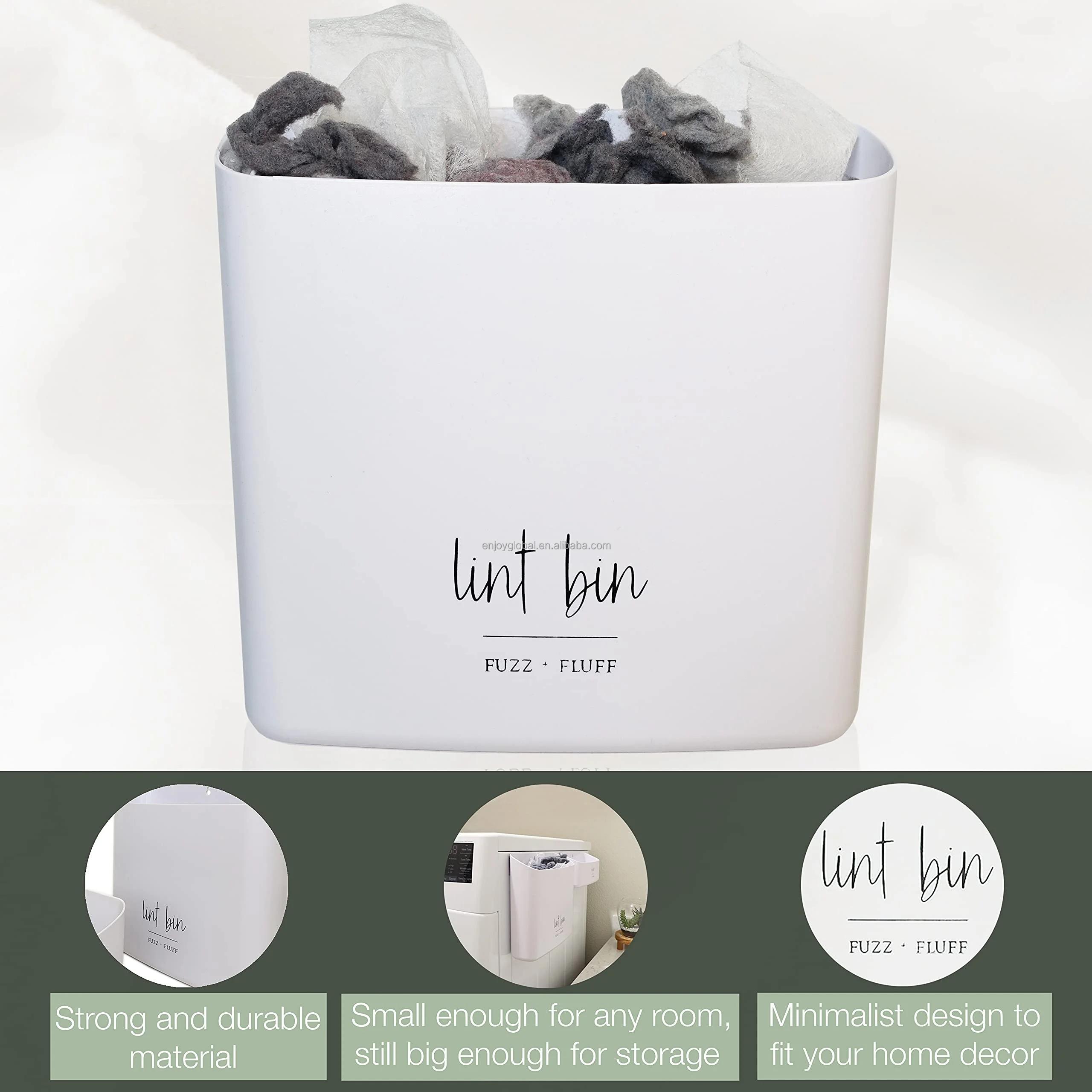 White Lint Bin For Laundry Room Organization And Storage (2