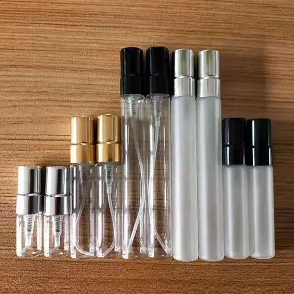 MUB Mini 2ml 3ml 5ml 1ml Frosted Glass Spray Vial Travel Pocket Sized Sample Perfume Glass Tube