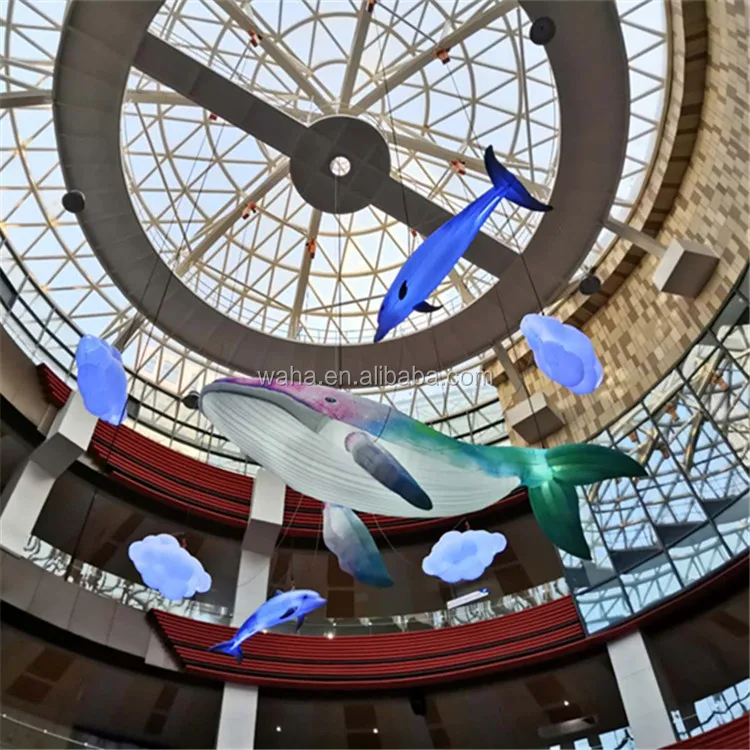 Custom Size Inflatable Ceiling Hanging Whale Fish