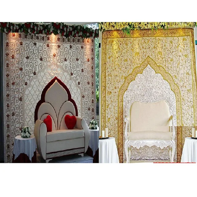 خلفيات زفاف بتصميم Zardosi للزفاف سيدات خلفيات زفاف على طراز Zardosi خلفيات زفاف هندية للمسرح Buy الزفاف Embrodried غانيشا خلفية الستار مسلم الزفاف اليد Embrodried الستائر الخلفيات بوليوود الزفاف Embrodried