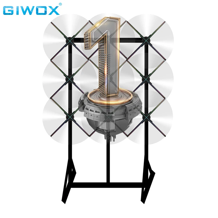 Giwox Sync Hologram Fan with Floor Stand Bracket 3D Led Fan Holographic Display 3d Hologram Fan for Exhibition Advertising