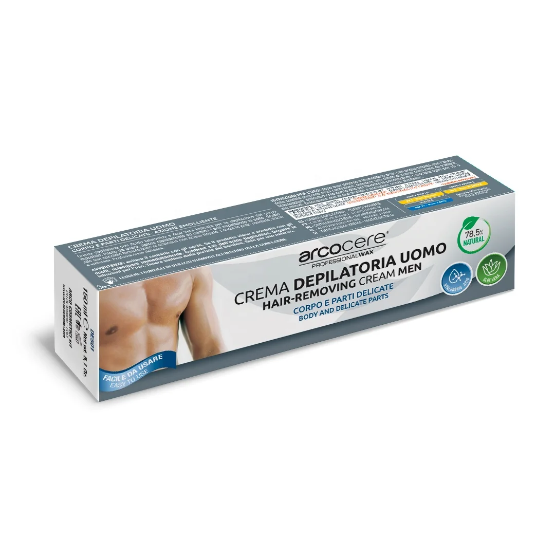 Крем для удаления волос мужского тела с гиалуроновой кислотой и телом алоэ вера деликатными деталями Сделано в Италии пластиковая трубка 150