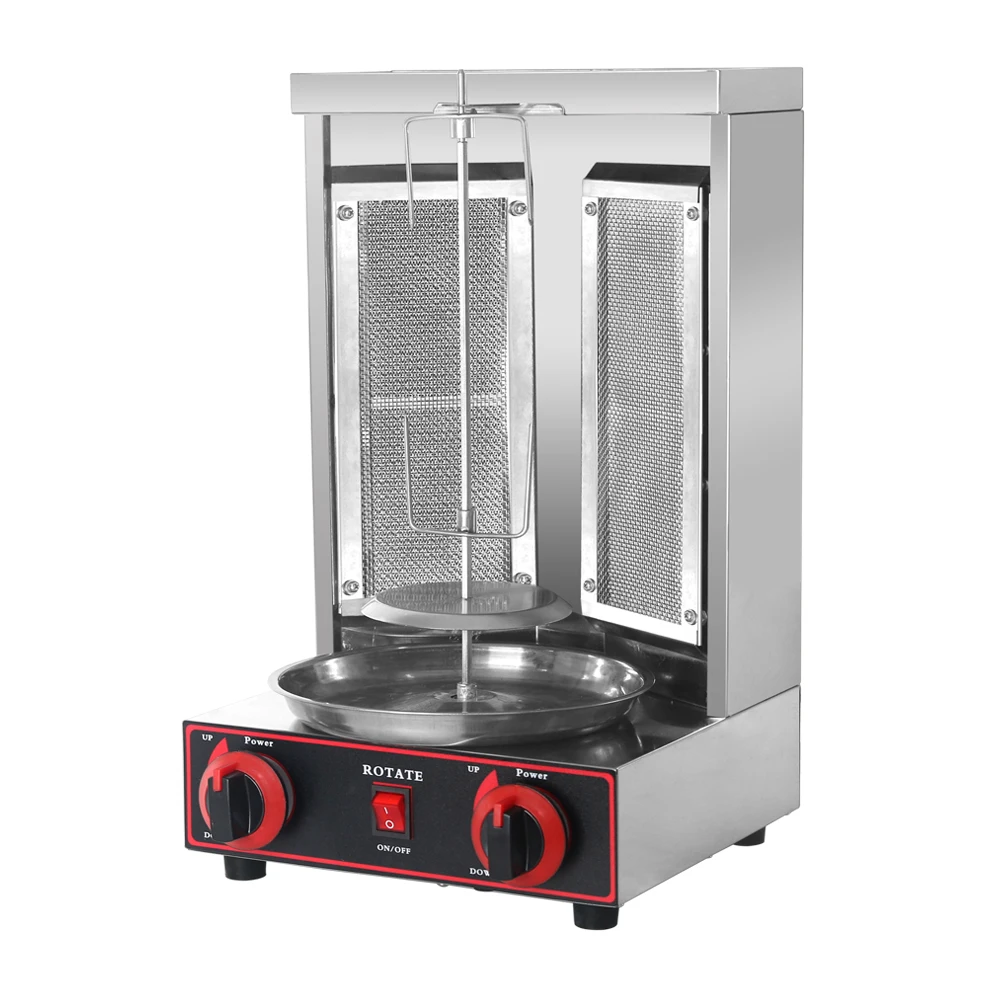 Gas Two Ceramic Burners 2 In1 Automatic Rotating Doner Kebab Machine Chicken Shawarma Grill
