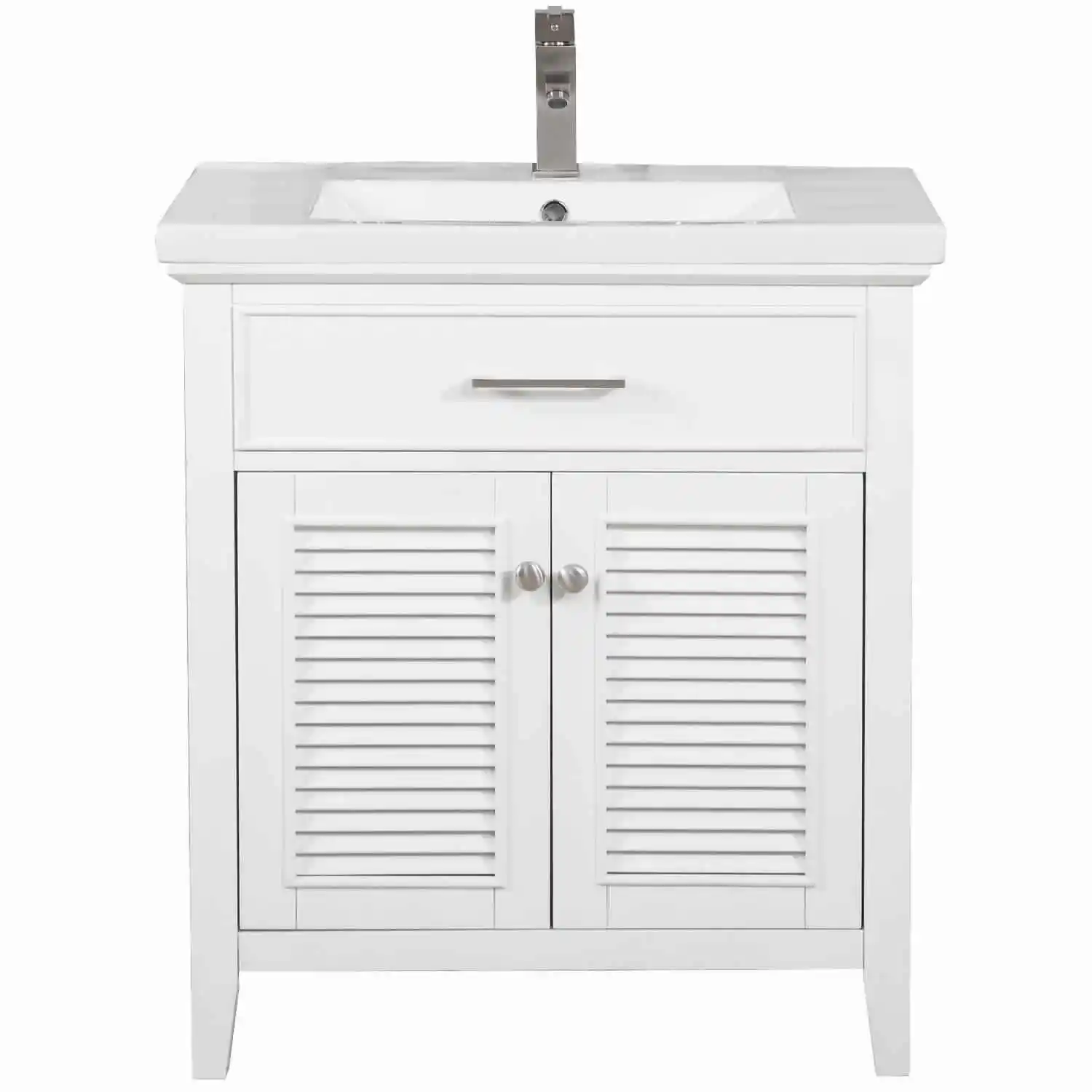 Design Element Cameron 30 Single Sink Vanity In White With Pre