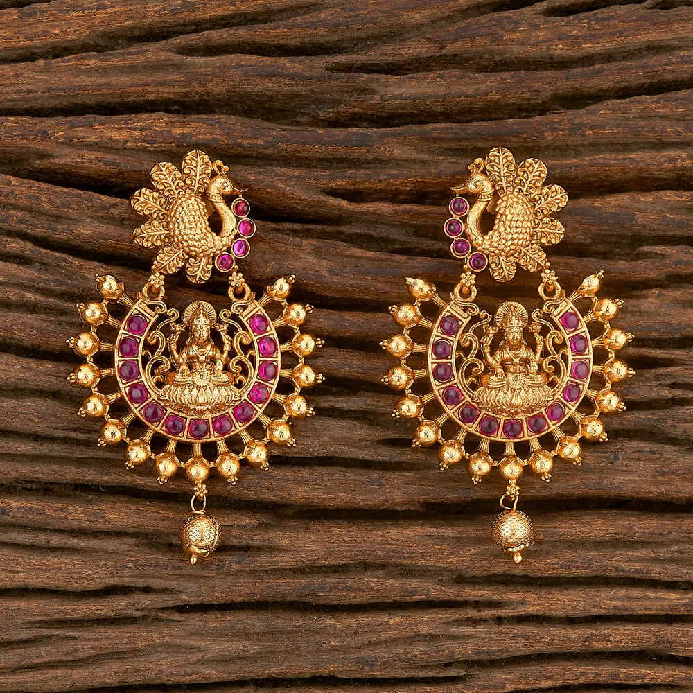 Buy Niscka Multi Stone 24K Gold Drop Traditional-South Indian Earrings  Online