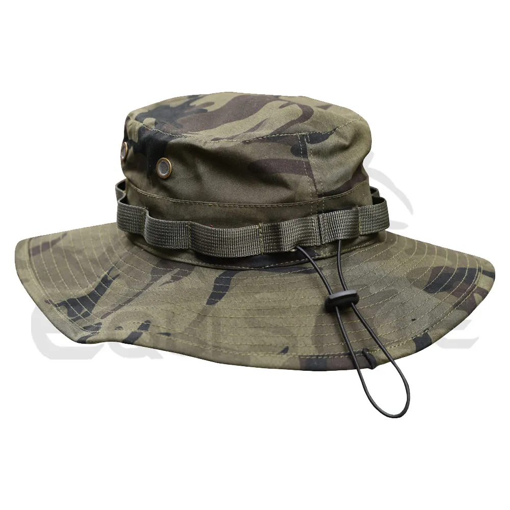 Customized Green Camo Boonie Hat Outdoor Fishing Hunting Hats Camouflage Printed Mens Cotton