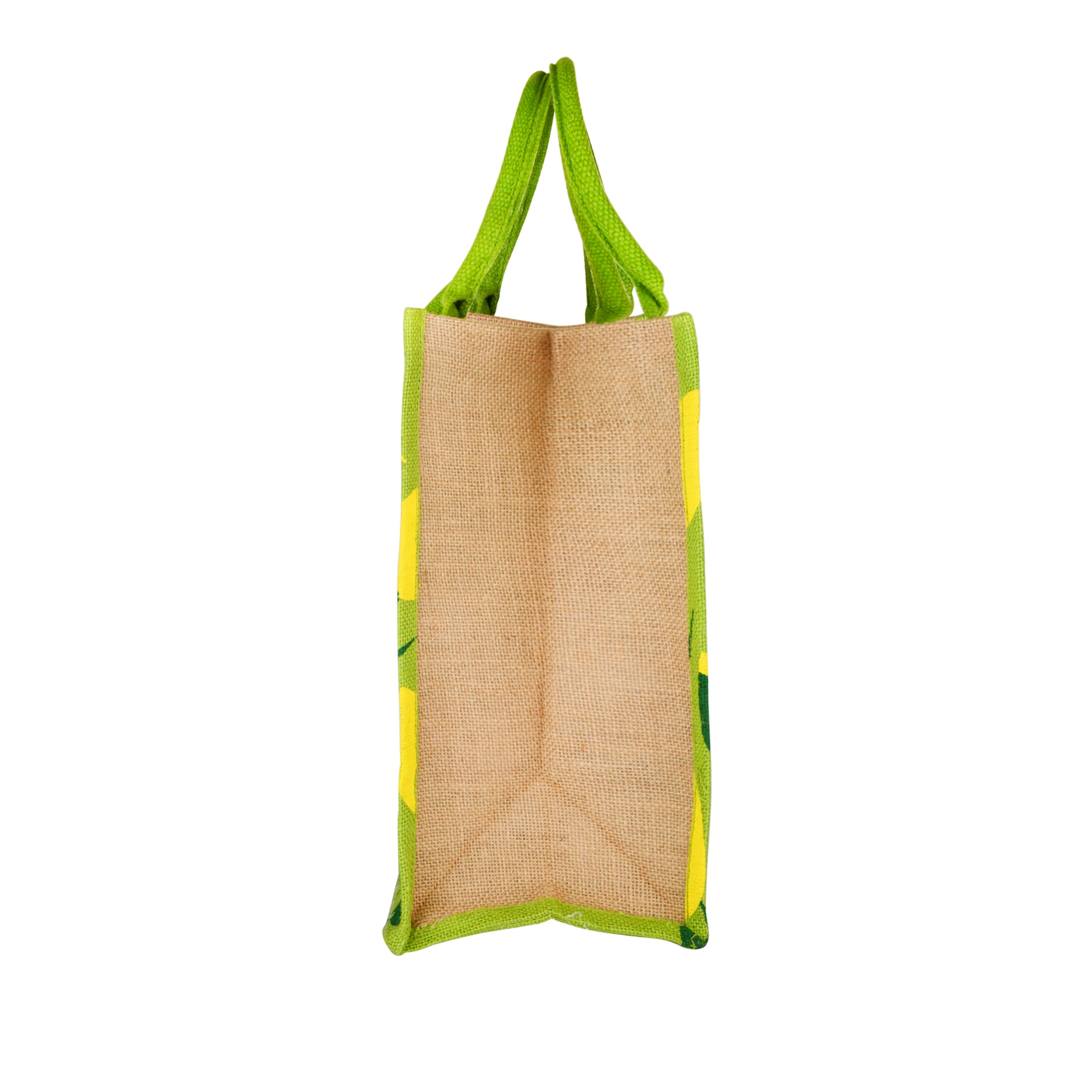 Bolsa de yute Verde pequeña ecológica impresa personalizada OEM