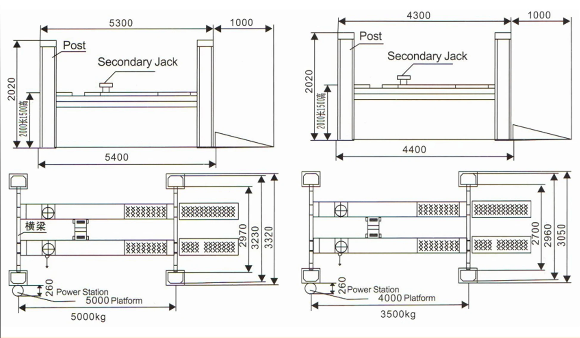 4 Post Car Lift With Casters 9000 Lb For Garage Car Packing Lift/four