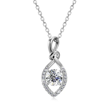 New 2022 Wholesale Priced GRA Moissanite Diamond Women Jewelry 925 Sterling Silver 1ct Knot Pendant Necklace Destiny Jewellery