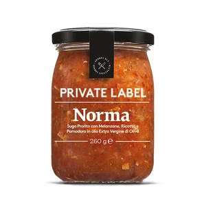 Private Label Italian Norma Sauce with Tomato, Eggplants and Ricotta Cheese 260 g Jar for Retails