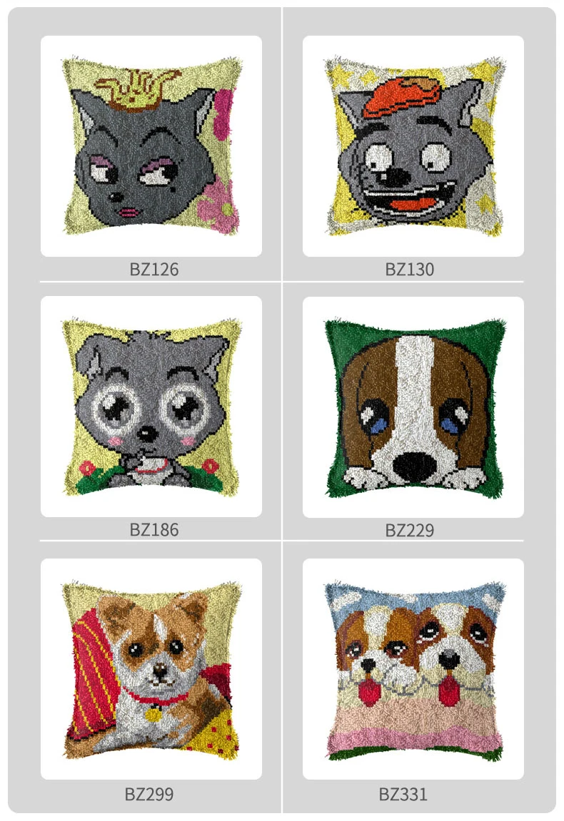 Latch Hook Dogs Needle For Carpet Embroidery Pillow Foamiran Needlework Set Smyrna Cushion Button Package Latch Hook rug kits