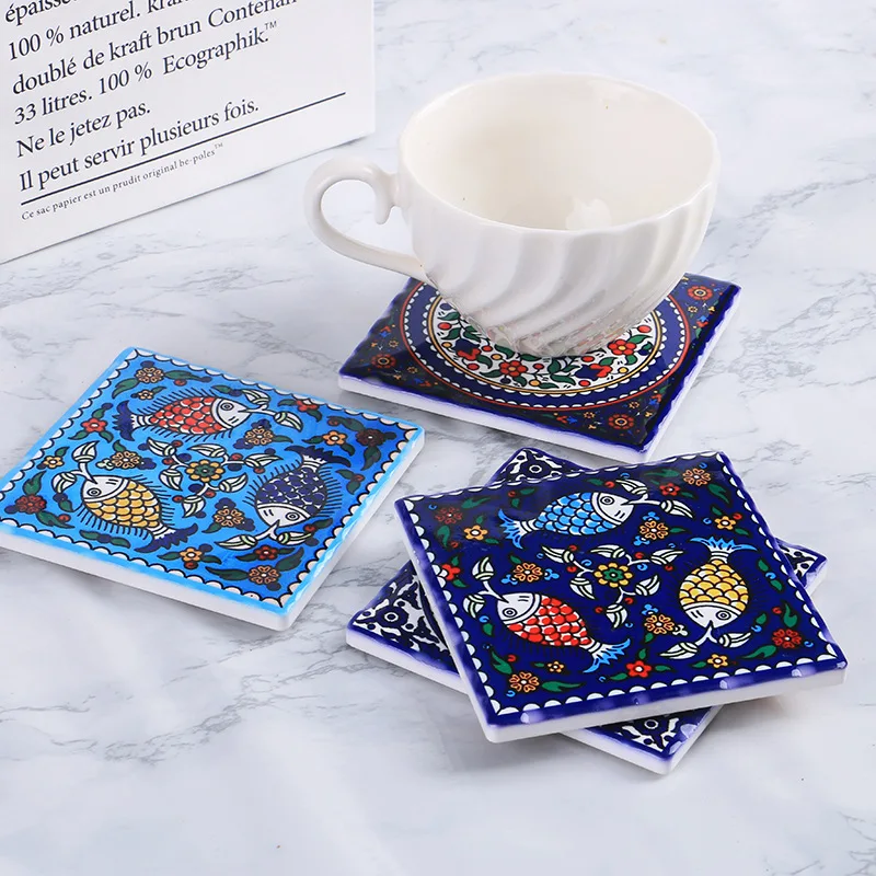 Cork Bottom Coasters MAYCARI Art Whale Coasters Set Of 4 - Absorbent Stone Drink Coasters With Cork Base, Round Design Cork Coasters
