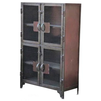 Industrial & Vintage Iron metal Black rusty finish 2 door wardrobe Cabinet