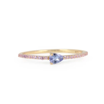 Real 14k Yellow Gold Pink Sapphire New Style Band Ring 14k White Gold Tanzanite Engagement Band Ring Fine Jewelry Wholesaler