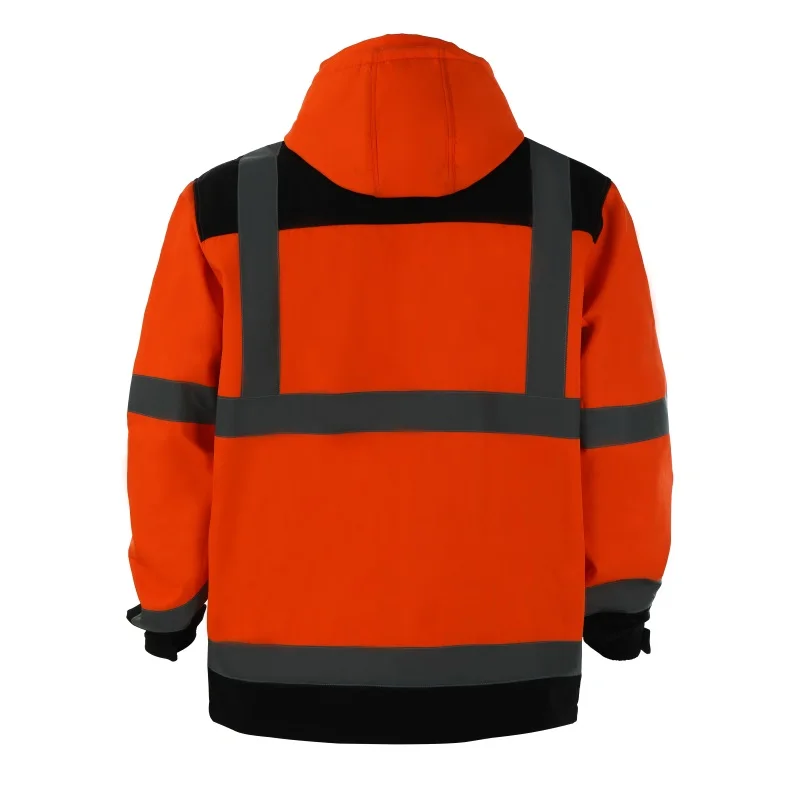 Reflective Safety Fluorescent Orange Reflective Safety Fleece First Aid Ambulance Jacket Security Jacket for Mens and Ladies