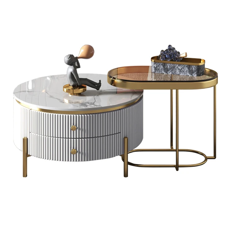 Wholesale modern big round coffee tables and end tables metal side table for house living room furniture