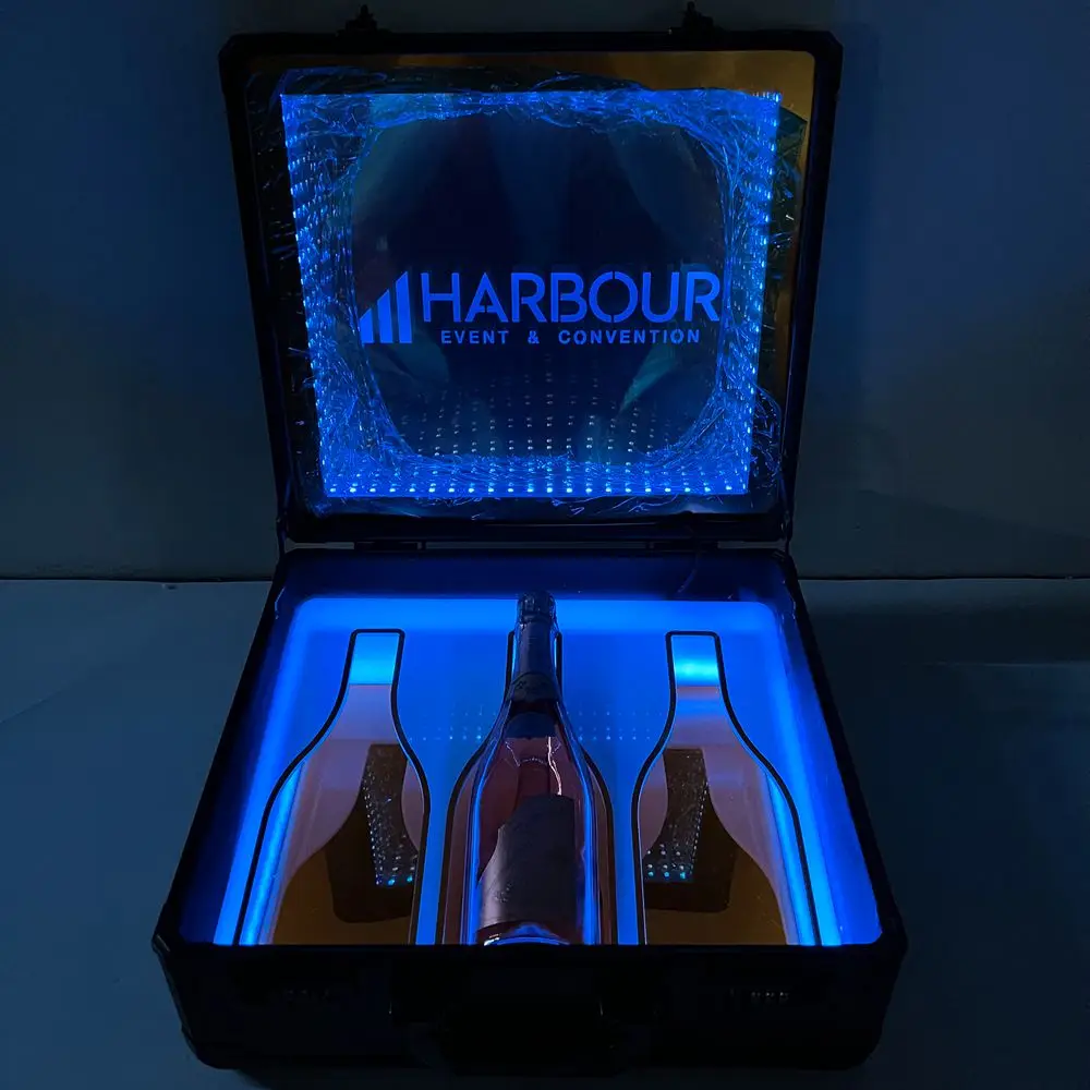 Engrave Logo Ace Of Spade Carrier Box Led Vip Champagne Bottle