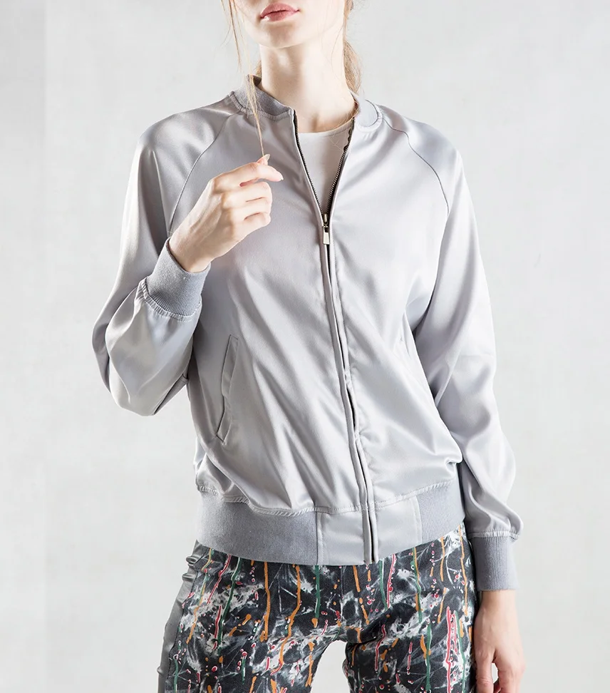 grey satin jacket