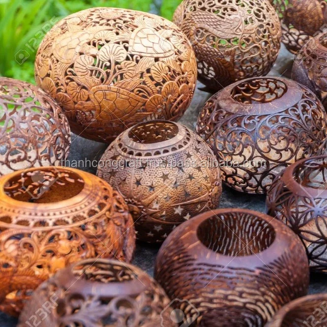 Coconut Shell Tealight Candle Holders